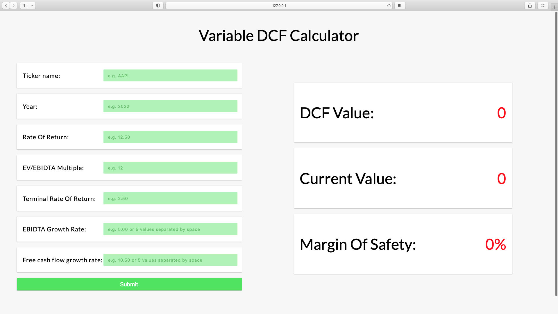 Variable Discounted Cashflow Calculator